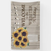 Rustikaler Stall Hochzeit Sonnenblumen Mason Jar Banner (Vertikal)