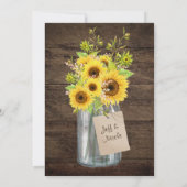 Rustikaler Stall Hochzeit Sonnenblumen Mason Jar Einladung (Rückseite)