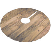 Rustikaler Stall Holz Planks Feiertag Weihnachten Polyester Weihnachtsbaumdecke (Schrägansicht)