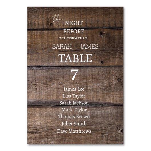 Rustikaler Stall in der Nacht vor Hochzeitssitzpla Tischnummer (Rückseite)