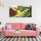 Rustikaler Stall mit Spiraltreppen Leinwanddruck (Insitu (Wohnzimmer))