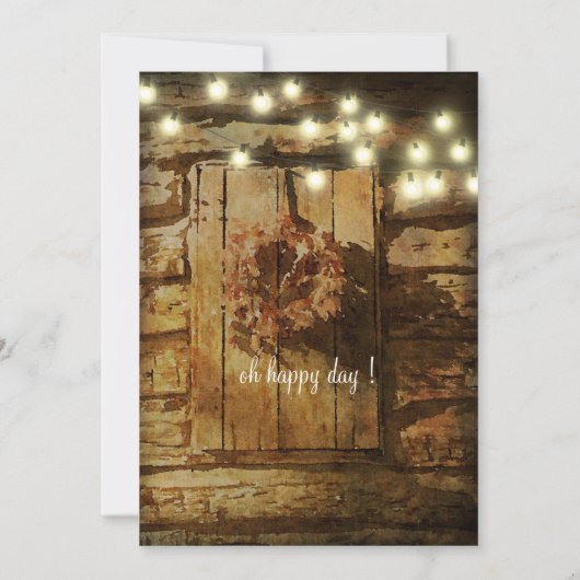 Rustikaler Stall mit String Lights Einladung (Rückseite)