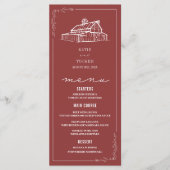 Rustikaler Stall Mute Red Hochzeit im Herbst Menükarte (Vorderseite)