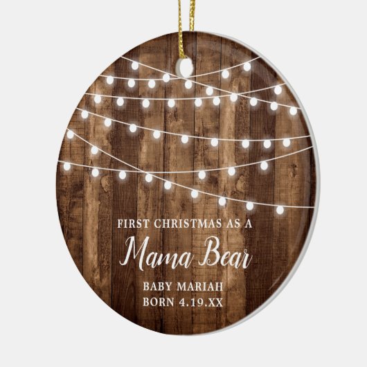 Rustikaler Stall Personalisiert 1. Weihnachtsmama- Keramik Ornament (Links)