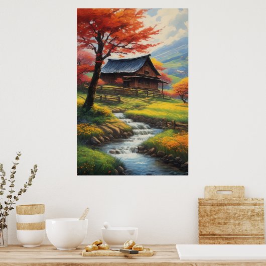 Rustikaler Stall und die Melodie des Streams Poster (Küche)