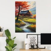 Rustikaler Stall und die Melodie des Streams Poster (Heimbüro)