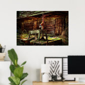 Rustikaler Stall und Wasserpumpe Poster (Heimbüro)