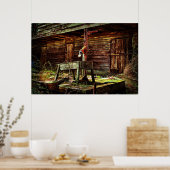 Rustikaler Stall und Wasserpumpe Poster (Küche)