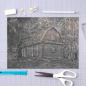 Rustikaler Stall Vintag Schwarz-Weiß-Sepia-Textur Seidenpapier (Handwerk)