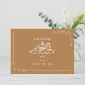 Rustikaler Stall Wedding Goldenrod Save the Date (Stehend Vorderseite)