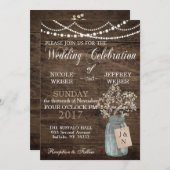 Rustikaler Stall Wedding Holz Mason Jar Babys atme Einladung (Vorne/Hinten)