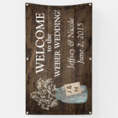 Rustikaler Stall Wedding Wood Mason Jar Babys Atem Banner (Vertikal)