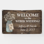 Rustikaler Stall Wedding Wood Mason Jar Babys Atem Banner (Horizontal)