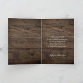 Rustikaler Stall Wedding Wood Mason Jar Babys Atem Dankeskarte (Innenseite)