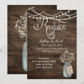 Rustikaler Stall Wedding Wood Mason Jar Babys Atem Einladung (Vorne/Hinten)