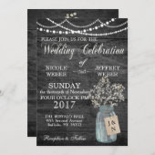 Rustikaler Stall Wedding Wood Mason Jar Babys Atem Einladung (Vorne/Hinten)
