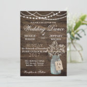 Rustikaler Stall Wedding Wood Mason Jar Babys Atem Einladung (Stehend Vorderseite)