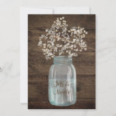 Rustikaler Stall Wedding Wood Mason Jar Babys Atem Einladung (Rückseite)