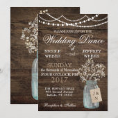 Rustikaler Stall Wedding Wood Mason Jar Babys Atem Einladung (Vorne/Hinten)