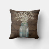 Rustikaler Stall Wedding Wood Mason Jar Babys Atem Kissen (Rückseite)