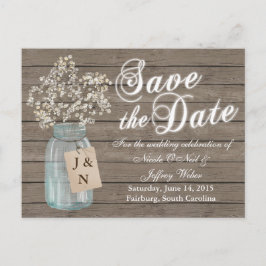 Rustikaler Stall Wedding Wood Mason Jar Babys Atem Postkarte