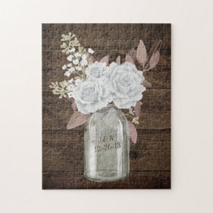 Rustikaler Stall Wedding Wood Mason Jar Babys Atem Puzzle