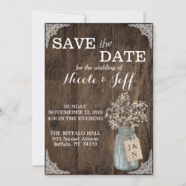 Rustikaler Stall Wedding Wood Mason Jar Babys Atem Save The Date