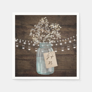 Rustikaler Stall Wedding Wood Mason Jar Babys Atem Serviette