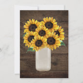 Rustikaler Stall Wedding Wood Mason Jar Sonnenblum Einladung (Rückseite)