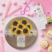 Rustikaler Stall Wedding Wood Mason Jar Sonnenblum Pappteller (Party)