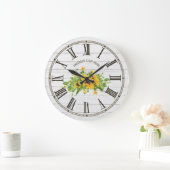 Rustikaler Stall Weißgraues Holz Sonnenblumen Küch Große Wanduhr (Zuhause)
