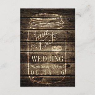 Rustikaler Stall Wood Mason Jar Save the Date