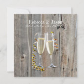 rustikaler Stallholz Champagner Western Hochzeit Einladung (Vorderseite)
