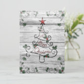 Rustikaler Stallholz Weihnachtsbaum Holly Feiertagskarte (Stehend Vorderseite)