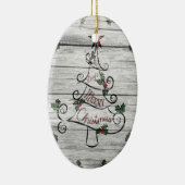 Rustikaler Stallholz Weihnachtsbaum Holly Keramik Ornament (Rechts)