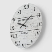 Rustikaler Stallholzname Große Wanduhr (Winkel)