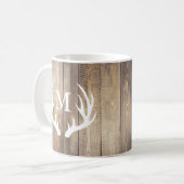 Rustikaler Stallholzplanks Bauernhof Hirschantler Kaffeetasse (Vorderseite Links)
