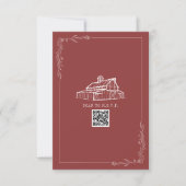 Rustikaler Stallmute Red QR Code Hochzeit RSVP (Vorderseite)
