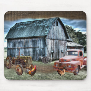 Rustikaler Stallroster Hen Farm Truck Mousepad