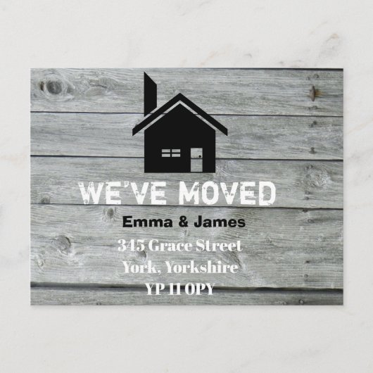 Rustikaler Stallschornstein Wir haben den Adresswe Ankündigungspostkarte (Vorderseite)