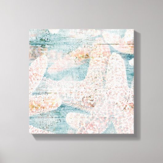 Rustikaler Starfish Aquamarin Blue Leinwanddruck (Vorderseite)