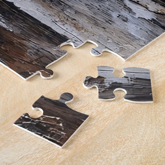 Rustikaler Starfish auf gewittertem Holz Puzzle (Seite)