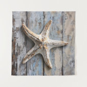 Rustikaler Starfish auf gewittertem Holz Wandteppich (Vorderseite (Horizontal))