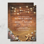 Rustikaler Starfish Beach strahlt tropische Hochze Einladung (Vorne/Hinten)