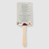 Rustikaler staubblauer Hochzeitsprogramm-Fächer Fächer (Rückseite)