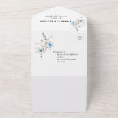 rustikaler staubblauer Wasserfarben-Blumenstrauß All In One Einladung (Außenbereich)