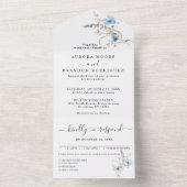 rustikaler staubblauer Wasserfarben-Blumenstrauß All In One Einladung (Innen Boden)