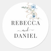 rustikaler staubblauer Wasserfarben-Blumenstrauß Runder Aufkleber (Vorderseite)