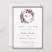 Rustikaler Staubiger Lila Blumen Hochzeitsfoto Save The Date (Vorderseite)