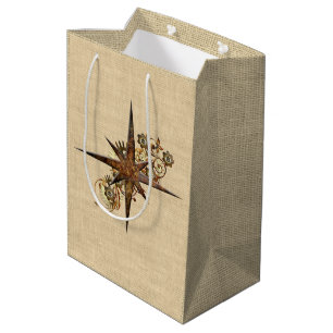 Rustikaler Steampunk Compass Star Mittlere Geschenktüte